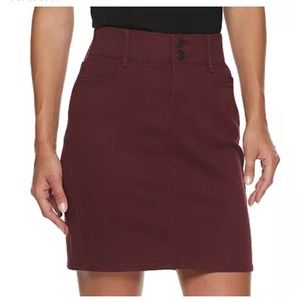 Burgundy denim skirt